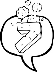 speech bubble cartoon stone number seven