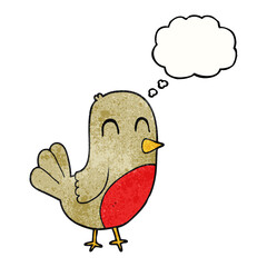 thought bubble textured cartoon robin