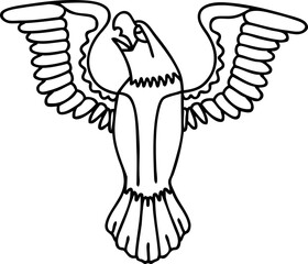 black line tattoo of an american eagle