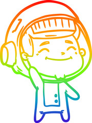 rainbow gradient line drawing happy cartoon astronaut