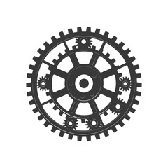 Obraz premium Silhouette cog wheel as teamwork symbol black color only