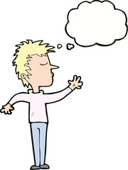 cartoon dismissive man with thought bubble