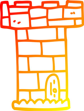 recommend clip art: warm gradient line drawing cartoon castle tower