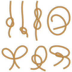  nautical set of rope in different styles vector eps isolated on white background
