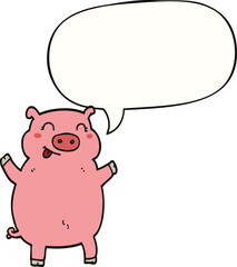 cartoon pig and speech bubble