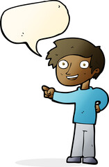 cartoon man pointing with speech bubble