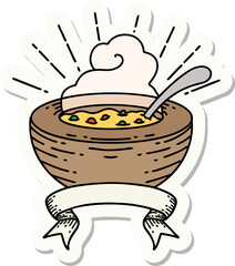 sticker of tattoo style bowl of soup