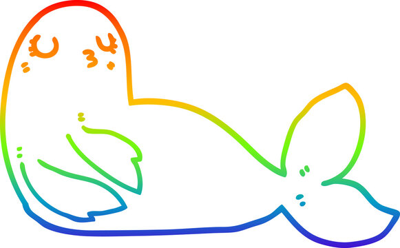 recommend clip art: rainbow gradient line drawing cartoon seal