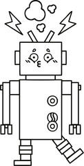 line drawing cartoon robot