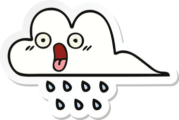 sticker of a cute cartoon rain cloud