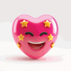 Emoji heart with the stars illustration. Pink Emoji