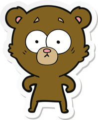 sticker of a surprised bear cartoon