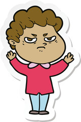 sticker of a cartoon angry man