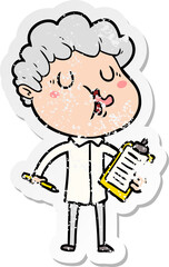 distressed sticker of a cartoon man singing