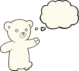 cartoon polar bear cub with thought bubble