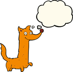 cartoon happy dog with thought bubble