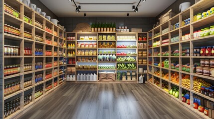 The shelves on three sides are piled with food , shelves , real texture , real scene , photo texture ,​
