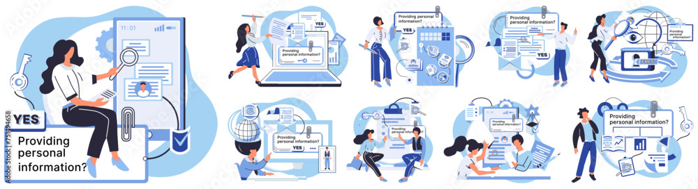 Aufkleber personal information vector illustration. the concept personal information highlights importance its