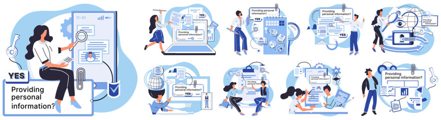 Personal information vector illustration. The concept personal information highlights importance its security Authentication and encryption are pivotal elements personal data management Ensuring - obrazy, fototapety, plakaty