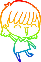 rainbow gradient line drawing cartoon woman