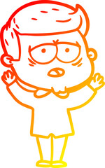 warm gradient line drawing cartoon tired man