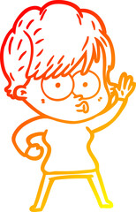 warm gradient line drawing cartoon woman