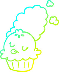 cold gradient line drawing cute cartoon pie