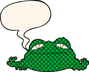 cartoon ugly frog and speech bubble in comic book style