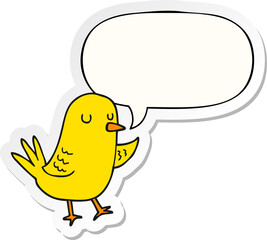 cartoon bird and speech bubble sticker