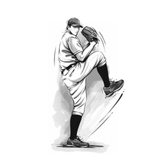 On the Mound: Baseball Player Ready to Release the Ball