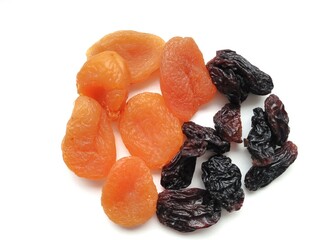 Dried apricots and big raisins.