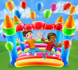 Bouncy House Castle Jumping Boys Kids Cartoon