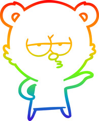 rainbow gradient line drawing bored polar bear cartoon