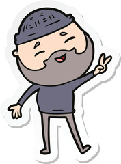 sticker of a cartoon happy bearded man