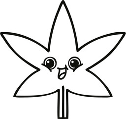 line drawing cartoon autumnal leaf