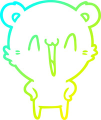 cold gradient line drawing happy polar bear cartoon