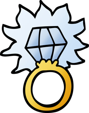 vector gradient illustration cartoon diamond ring