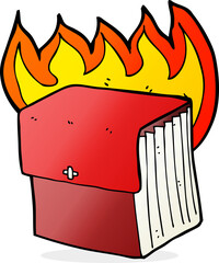 cartoon burning business files