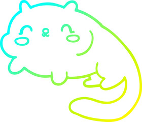 cold gradient line drawing cartoon cat
