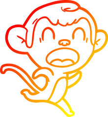 warm gradient line drawing shouting cartoon monkey running - 751498489
