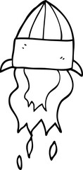 line drawing cartoon rocket launch