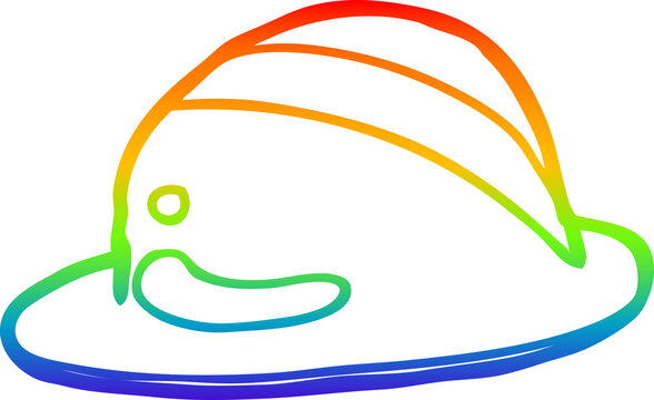 recommend clip art: rainbow gradient line drawing cartoon bowler hat