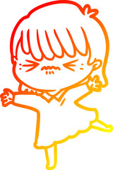 warm gradient line drawing stressed out cartoon girl