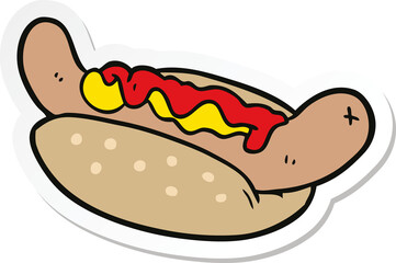 sticker of a cartoon hot dog