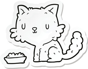 sticker of a cartoon cat and food