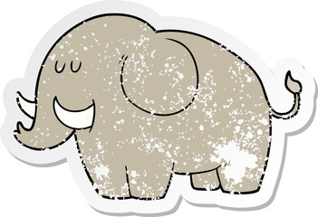 distressed sticker of a cartoon elephant