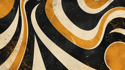 Black and Beige retro groovy background presentation design