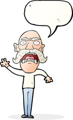 cartoon angry old man with speech bubble