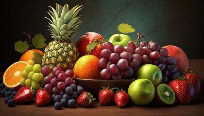 Naklejka na ściany i meble fruit collection set illustration cartoon