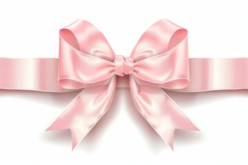 Baby pink Ribbon Bow shiny satin with  horizontal ribbon for decorating your wedding invitation card, mothers Day, cancer day, world health day, birthday, 